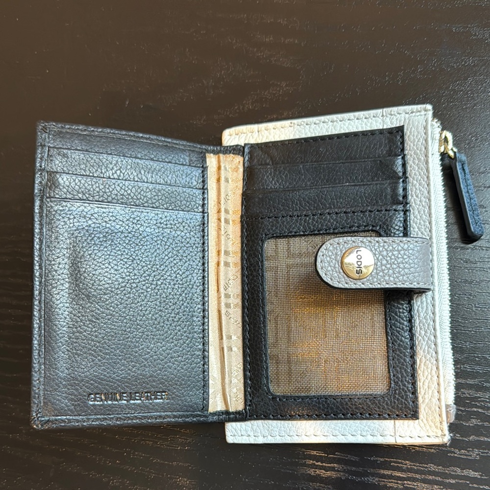 Lodis Black and White Leather Card Holder - Picture 2 of 3